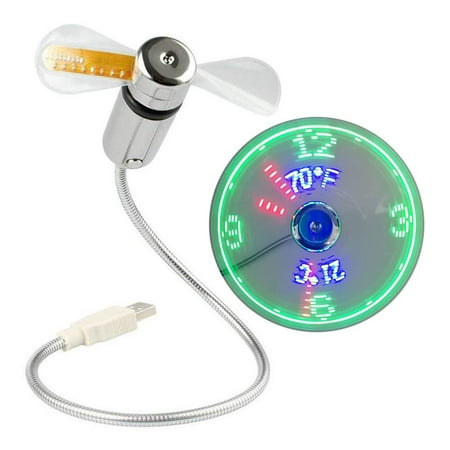 

Yesbay USB LED Fan Creative Mini USB LED Clock Real Time Temperature Display Summer Cooling Fan
