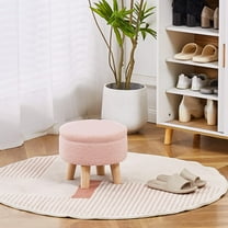 Storage Stool, Modern Round Footstool, Leisure Footstool, Decorative Small Stool or Flower Stand, Suitable for Living Room, Bedroom. (Pink)