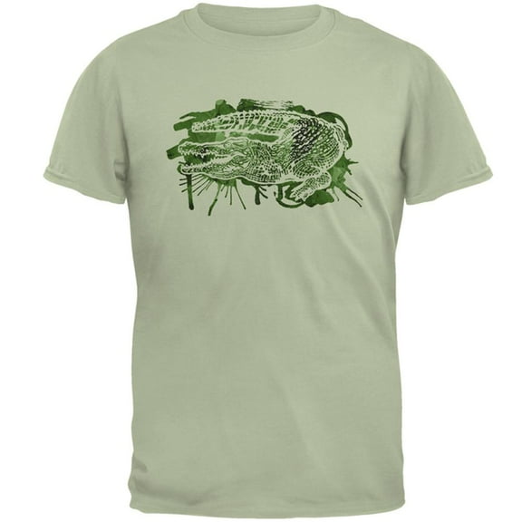 Alligator Swamp Water Splatter Mens T Shirt Serene Green SM