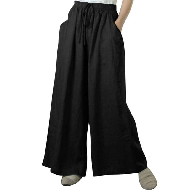 black womens wide leg trousers