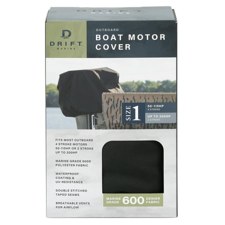 D DRIFT ALL THINGS WATER Outboard Motor Cover, Waterproof 600D Heavy Duty Boat Engine Hood Covers, Fit for Motor 50-115HP, Black