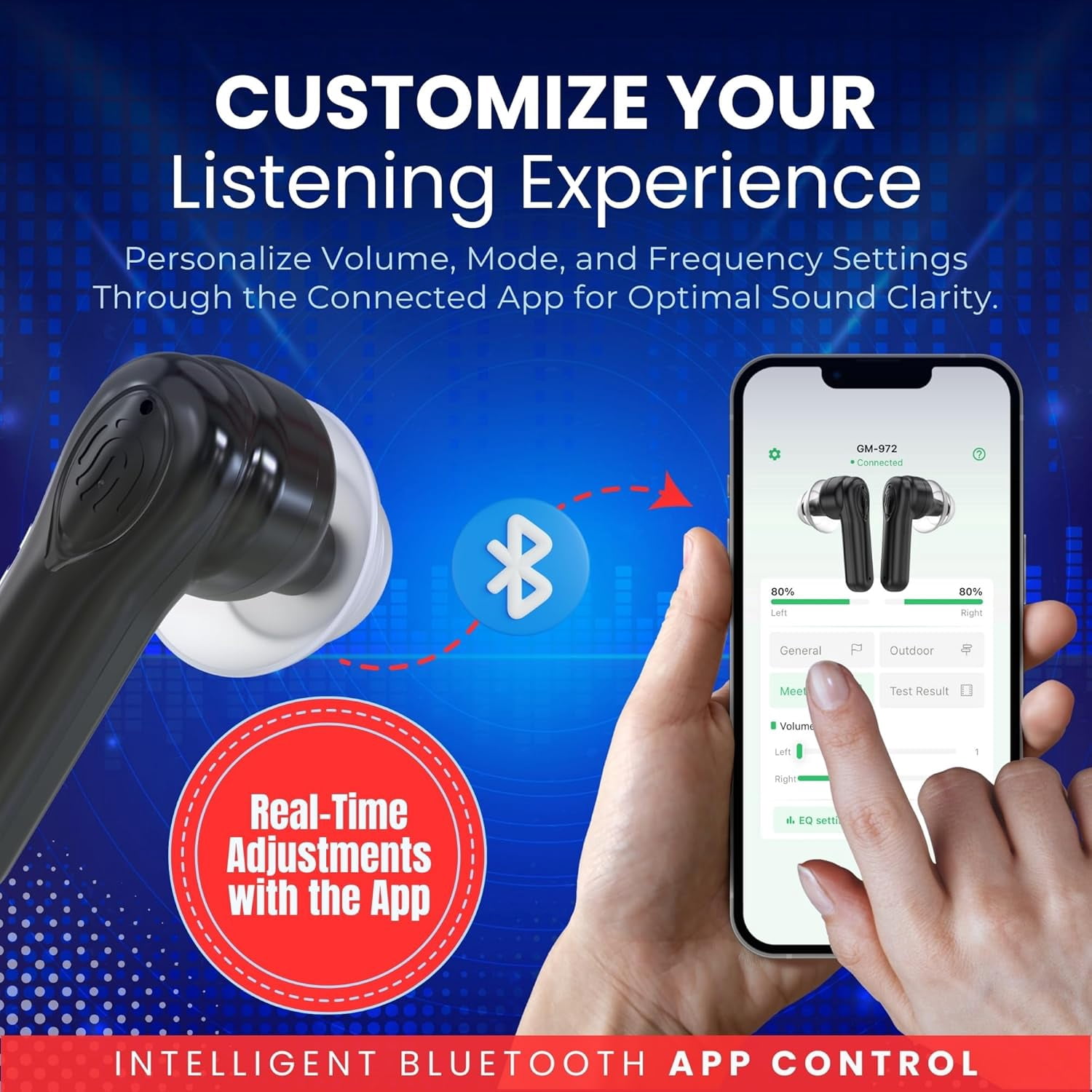 MEDca Bluetooth Hearing Aids for Seniors & Adults, Rechargeable, Black