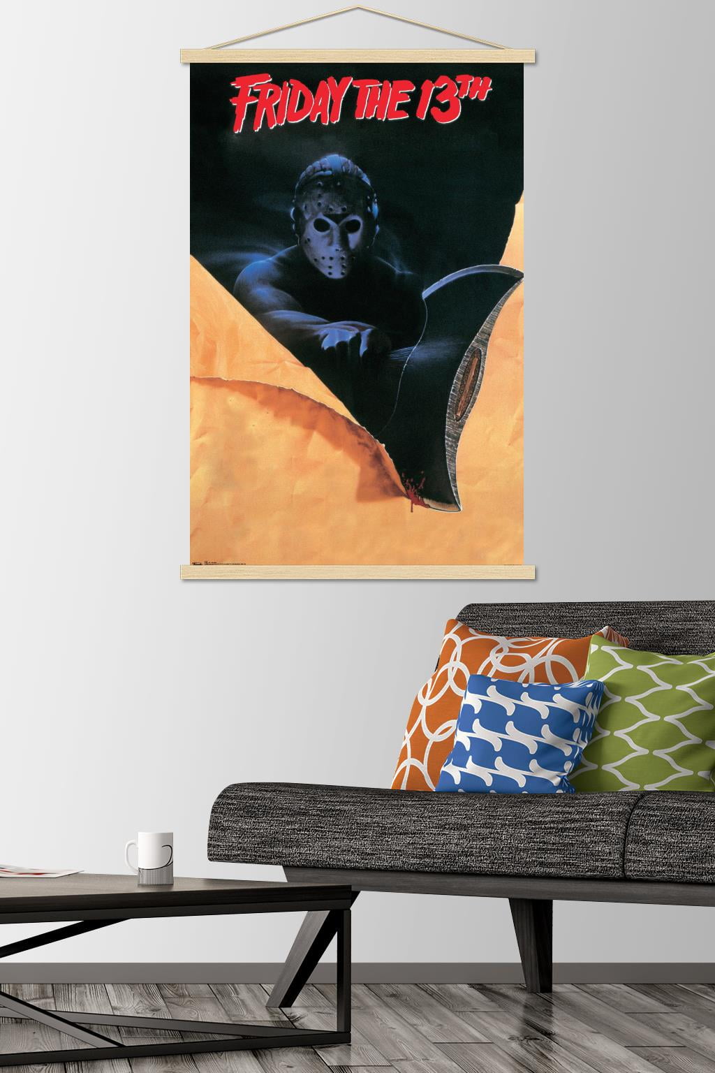 Trends International Friday The 13th - Slasher One Sheet Framed Wall Poster  Prints Black Framed Version 22.375 x 34