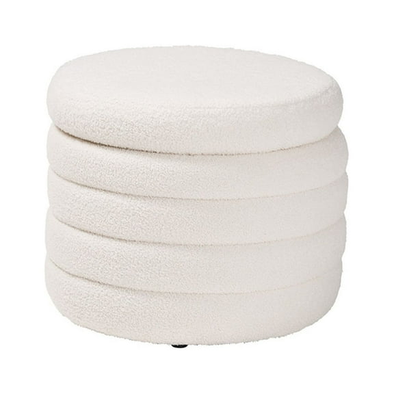 Baxton Studio Tabitha Modern and Contemporary Ivory Boucle Upholstered Storage Ottoman