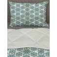 thumbnail image 3 of Winter Comforter & Sham Bedding Set, Mandala Style Floral Round with Damask Elements Retro Graphic Ornaments, 3 pcs Duvet Set Microfiber Filling Quilt, 5 Sizes, Teal Cream, by Ambesonne, 3 of 4