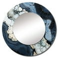 thumbnail image 2 of Designart "Minimalism With Blue Stone Geode" Spiritual Stone Black Large Round Mirror - Round Bedroom Mirror Wall Decor - Global Round Printed Mirror - 23" x 23", 2 of 6
