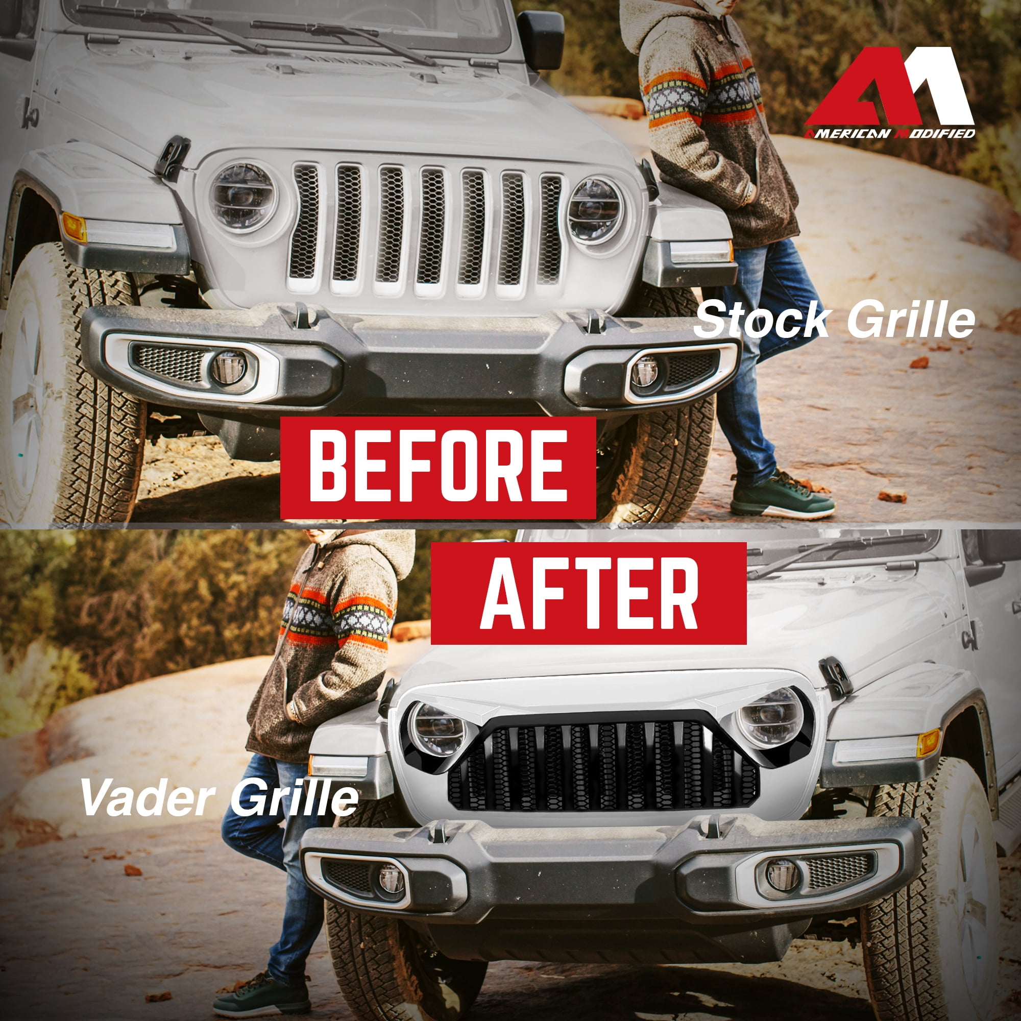 AMERICAN MODIFIED Front Grille for 2018+ Jeep Wrangler JL & Gladiator JT