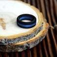 thumbnail image 2 of Black and Blue Stripe Silicone Ring Size 13 by Lifebeats, 2 of 4