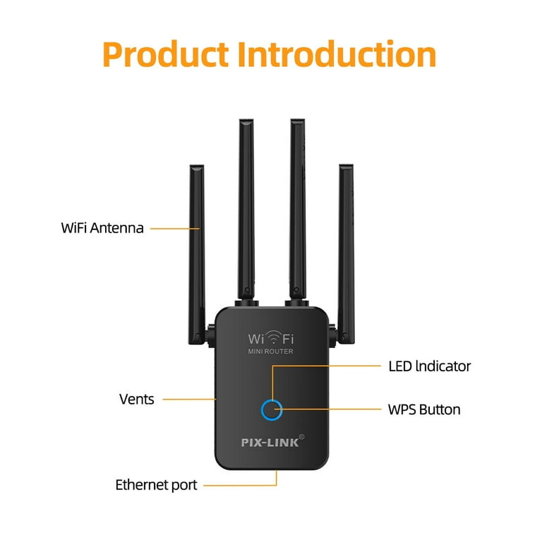 PIX-LINK WiFi Range Extender Repeater, 2.4GHz 300Mbps WiFi 