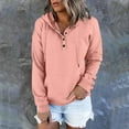 thumbnail image 2 of frariair Button Front Women Hooded Sweatshirt Long Sleeve Drawstring Comfort Pullover Pocket Casual Street Top Pink S, 2 of 4