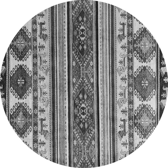 Ahgly Company Indoor Round Oriental Gray Modern Area Rugs, 4' Round