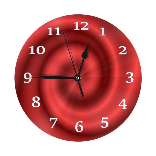 Reloj de pared con remolinos rojos claros y oscuros de 10 pulgadas, silencioso, sin tictac, estilo rústico retro, decorativo para sala de estar, cocina, hogar, baño y dormitorio
