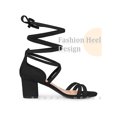 thumbnail image 3 of BLISSFUL STEP Lace Up Contrasting Colors Open Toe Block Heel Sandals for Women, 3 of 6