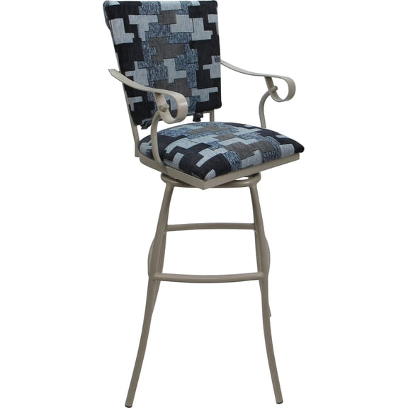 Aluminum Outdoor Indoor Bar Stool 30" Seat -Jenna PB Arms - Flint Fabric - Beige