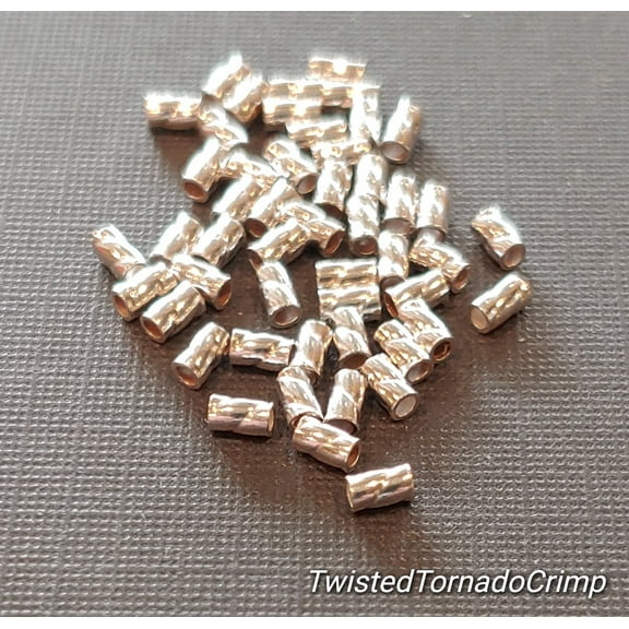 Twisted Tornado Crimp® Bead 99.9% Silver ULTRAPLATE® .019 3mm (Pk 50). Made in USA.