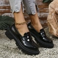 thumbnail image 4 of Rokment Women's Vintage Patent-Leather Oxfords Penny Loafers Walking Shoes 2026 Spring Fall Trendy Casual Platform Chunky Lug Sole Mid Heels Slip on Dress Shoes Black Size 6.5, 4 of 7
