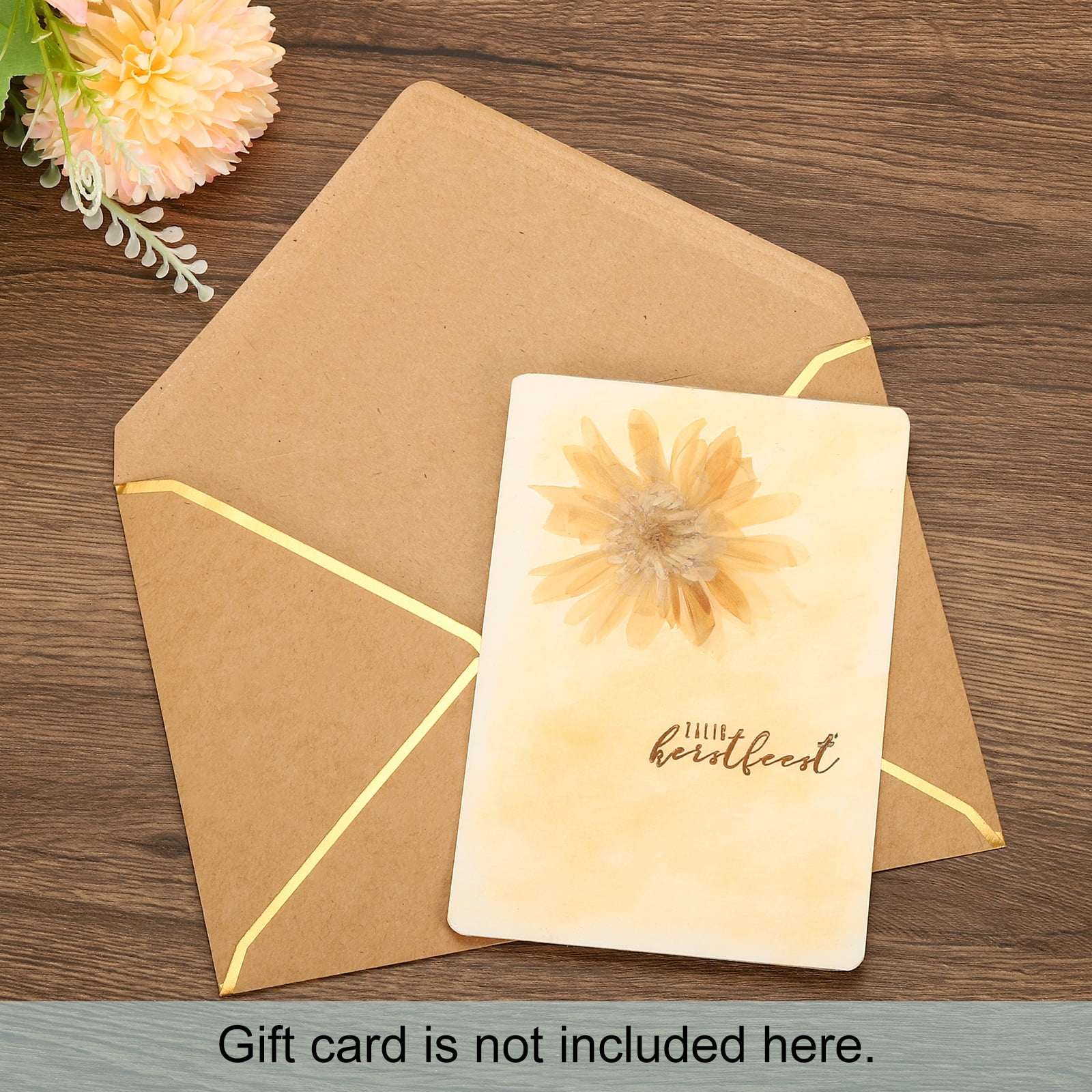 Unique Bargains A7 Envelopes Card V Flap Envelopes with Gold Border for Gift Cards Retro, Gold