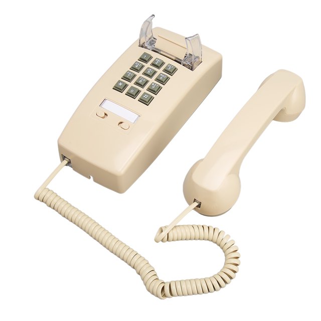 Corded Wall Mounted Telephone, Waterproof Beige Decorative Wall Phone Plug And Play With Volume Control For Bathroom For Home