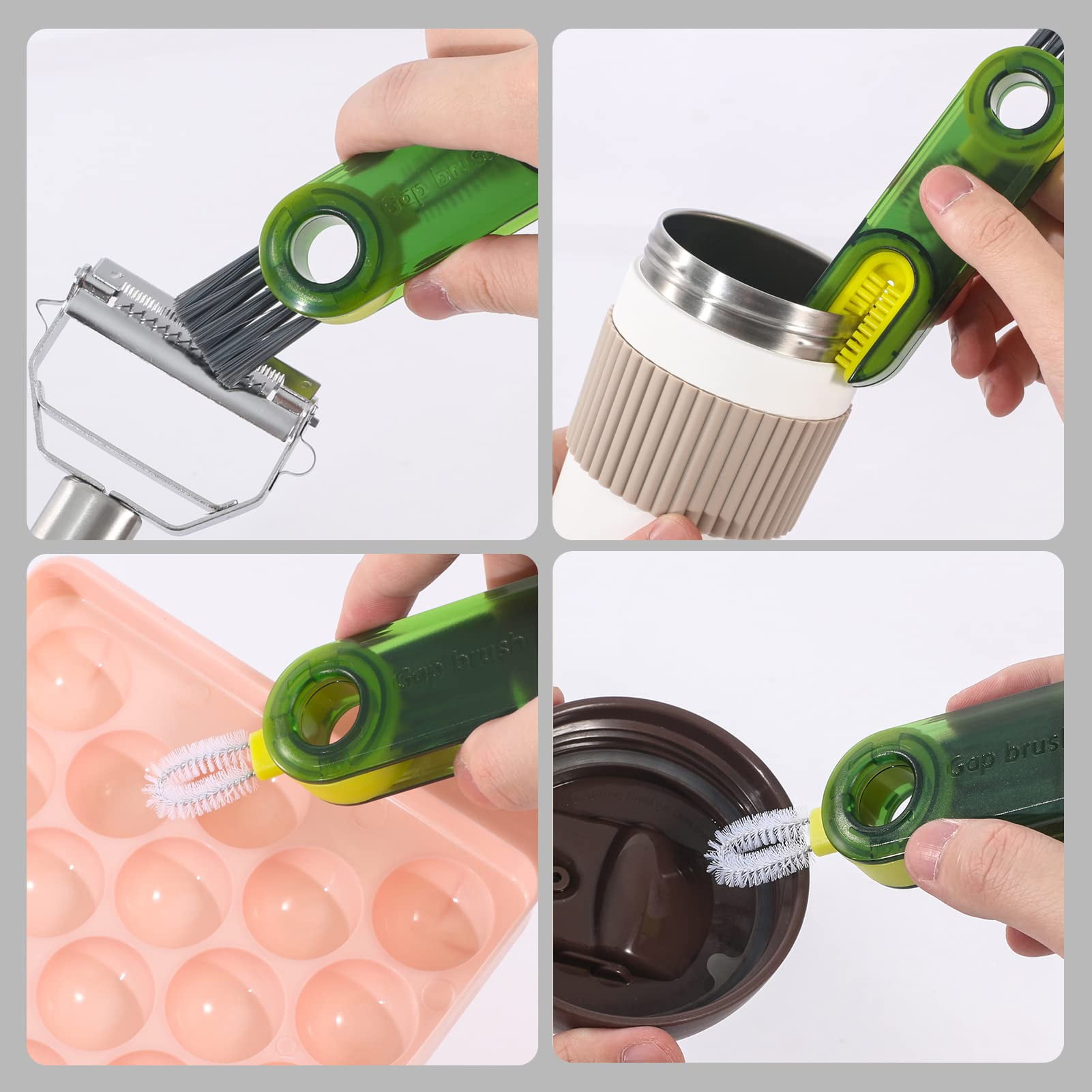 Neioaas 3pcs 3 in 1 Multifunctional Cleaning Brush, Multi-functional Insulation Cup Crevice Cleaning Tools,3 in 1cup Lid Cleaning Brush Set