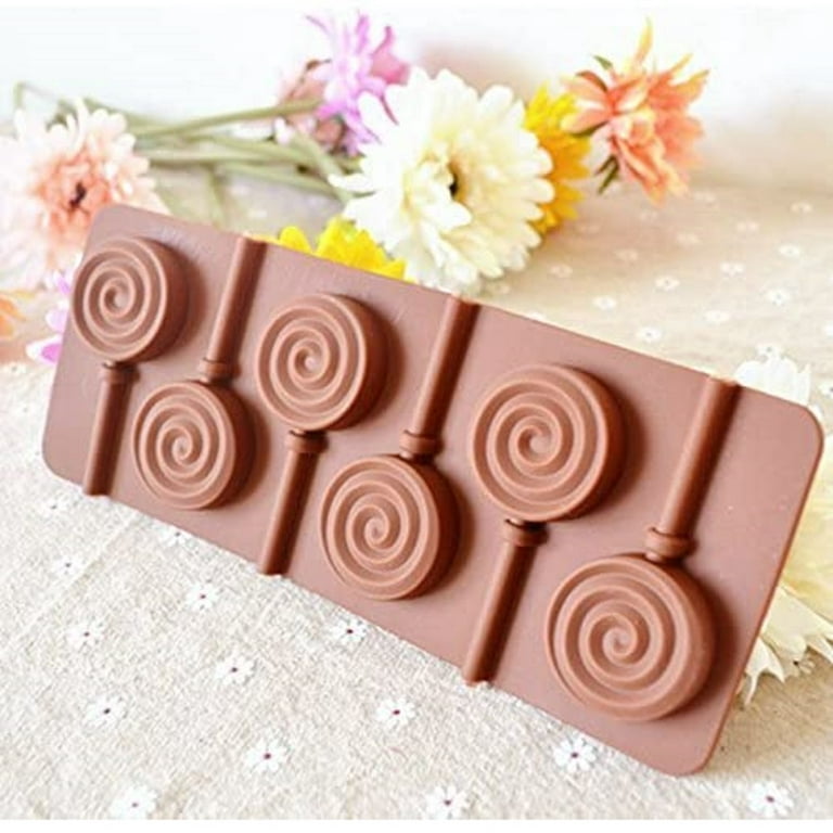 Pack sucker chocolate hard candy molds silicone 6 cavity swirl lollypo –  Webake