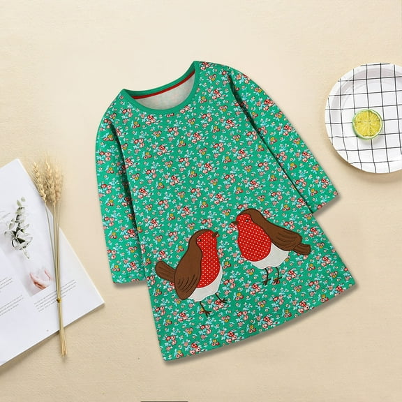 piuwrlz Ones Piece Dress for Kid Girls Flower Fragmented Flowers Skirts One Piece Skirt Set Green Size 6Y