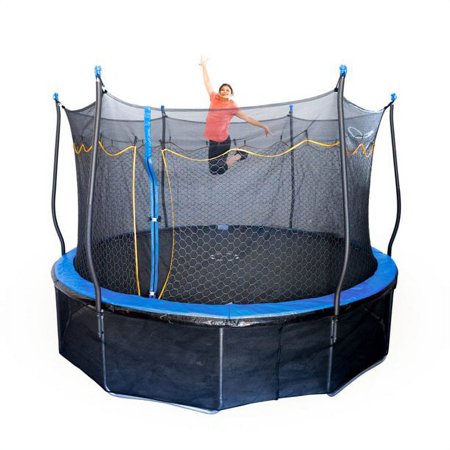 Kinertial 15ft Trampoline with Dual Enclosure Net  Heavy Duty Jumping Mat and Foam Padded Springs  ASTM Approved  Outdoor Above Ground Trampoline