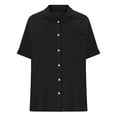 thumbnail image 5 of HongQid Linen Shirts for Women Button Down Short Sleeve Tops Cotton Solid Color Blouses Collared Button-up Beach Vacation Outfits, 5 of 6