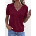 thumbnail image 3 of PRETTYGARDEN Womens Short Sleeve Sweater V Neck Trendy Pullover Tops Summer Spring Loose Lightweight Casual Blouse, 3 of 10
