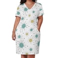 thumbnail image 3 of Vestido de bolsillo suelto con estampado de la era atómica de mediados de siglo con destellos estelares franciscanos, vestido para niñas, vestido para mujeres, ropa de fiesta, 3 of 7