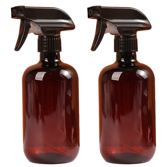 Plastic Spray Bottles 8oz/250ml 2 Pack, Amber | Empty Heavy Duty Spray Bottle Mist/Stream, for Cleaning Solutions, Essential Oils, Hairf