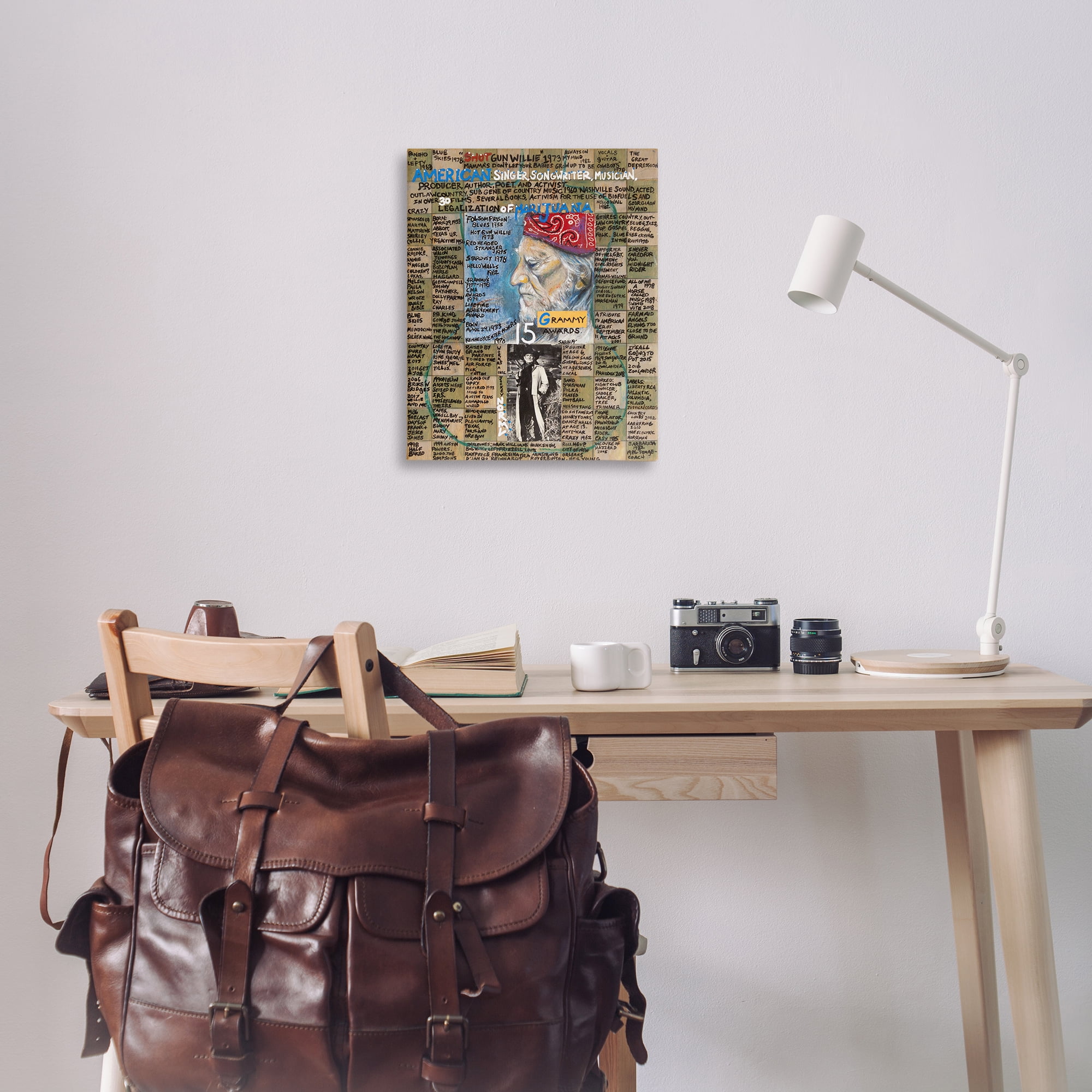 Stupell Industries Willie Nelson Collage People Drawing Wrapped Canvas Art Print Wall Art, 24 x 30