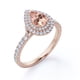 thumbnail image 2 of JeenMata Anillo de Compromiso de 1,5 Quilates con Morganita y Moissanita Creadas en Laboratorio, Diseño Pavé, Halo Doble, Baño de Oro Rosa de 18 K sobre Plata, 2 of 4