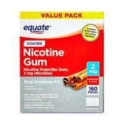 Equate Coated Nicotine Gum, 2 mg, Cinnamon, 160 Count, Compare to Nicorette® Gum Active Ingredient