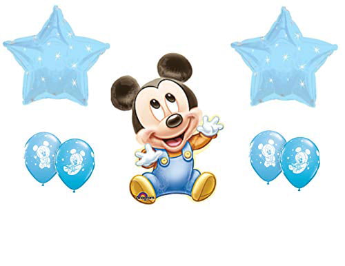 3X Birthday Party Blue Mickey Mouse Baby shower Decorations Giant Foil Balloons 