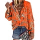 thumbnail image 1 of Sonducket Top de mujer, camisa estampada de manga larga, blusa suelta informal con botones estampados de otoño, ropa de otoño Prendas para la parte del cuerpo Naranja METRO Sonducket AP003717-27, 1 of 2