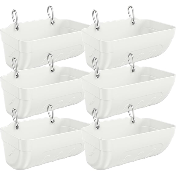 Goat Feeders Hanging 6 Pack 3.5 Quart, Chicken Waterer Feeder Trough for Poultry Livestock White