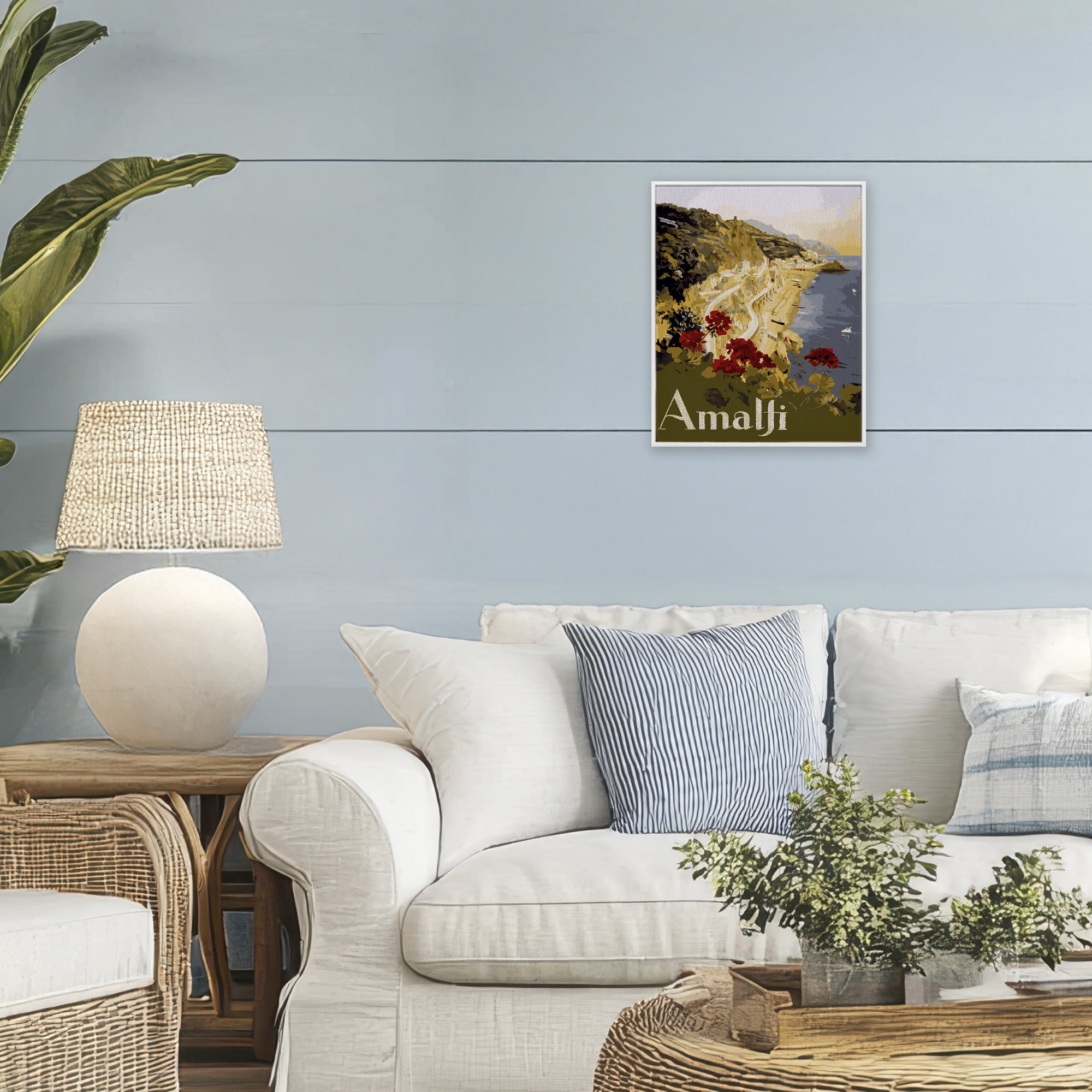 Stupell Industries Picturesque Amalfi Coast White Framed Giclee Art, design by Lil' Rue