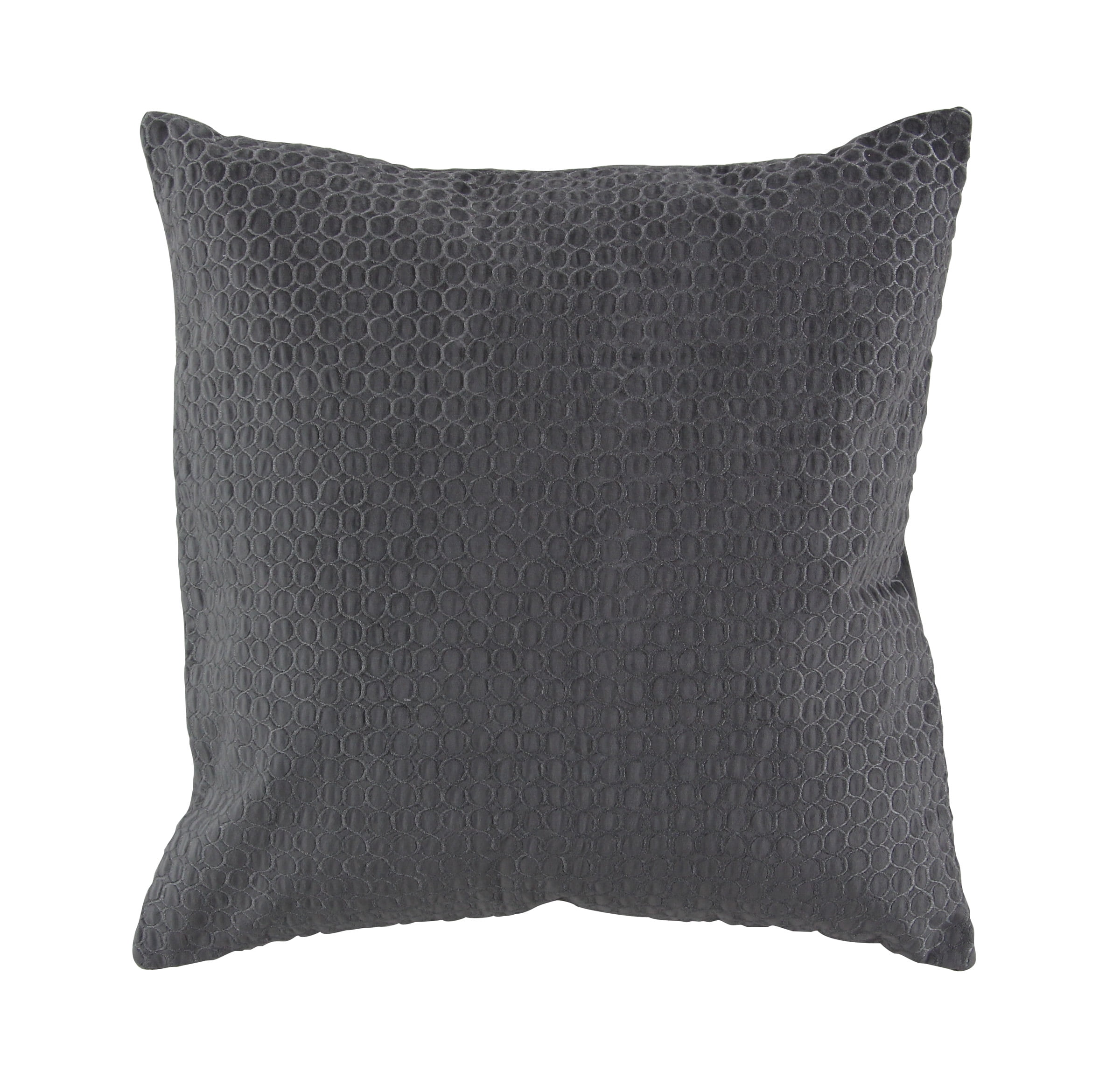 Decmode - Large Gray Square Throw Pillow with Metallic Thread Circles ...