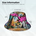 thumbnail image 3 of Fotbe Graffiti Lamp Urban Scene Sombrero Tipo Pescador con Estampado – Sombrero de Sol de Algodón de Moda para Playa, Golf, Pesca, 3 of 6