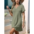 thumbnail image 2 of Cache-maillots pour Femmes à Manches Courtes, Maillot de Bain Décontracté, Bikini, Tenue de Plage, Robe de Plage, S-TTG Vert Armée G, 2 of 6