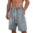 thumbnail image 2 of Zylanna Men's Denim Shorts, Baggy Vintage Washed Jeans Shorts Loose Fit Elastic Drawstring Waist Casual Summer Jorts for Men Gray, 2 of 8