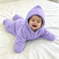 thumbnail image 4 of Ruyang Baby Flannel Hooded Crawling Suit Full Zip Starfish Newborn Romper Infant Footie Jumpsuit Winter Warm Outfits, 4 of 4