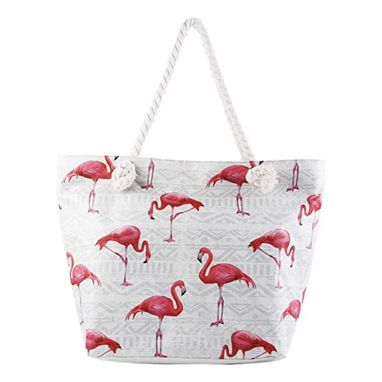 Straw Beach Tote Tropic Flamingo - $136.00