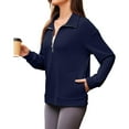 thumbnail image 6 of NMMUED Half Zip Pullover Women, Oversized Sweatshirt for Women, Pullover Sweatshirts for Women, Womens Sweatshirts No Hood, Athleisure Women, Blue M, 6 of 8