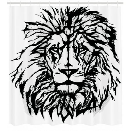 Lion Shower Curtain Sketch Art Of African Safari Animal King Of