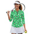 thumbnail image 2 of HUIACONG Woodpecker Golf Ball Pattern Women's 3/4 Sleeve Athletic Golf Shirts Quarter Zip Polyester Spandex with Soft Tennis Tops for Ladies, 2 of 10