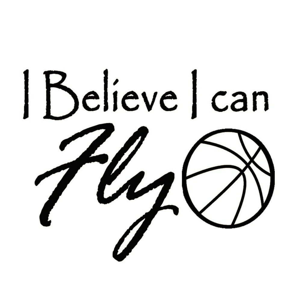VWAQ I Believe I Can Fly Basketball Wall Decals Vinyl Wall Art Quote ...