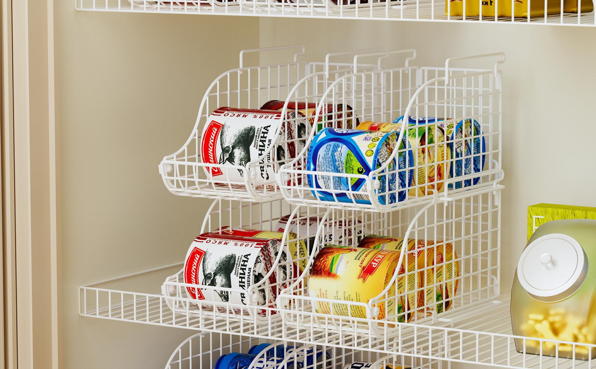 3-pack Soda Can Organizer For Pantry  Stackable Storage Canned Food Basket With Handles Kitchen Countertop Cabinet Pending