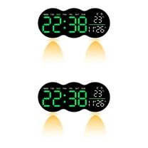 Unique Bargains 2 Pcs LED Digital Wall Clock with Large Display 11 Inch Green