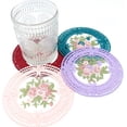 thumbnail image 6 of 6 Pcs 4.7" Fabric Coasters,Happon Fabric Crochet Coasters, Round Lace Embroidery Cup Mat with Floral Pattern for Wedding Party Decoration, 6 of 6